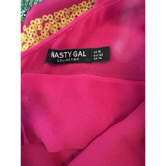 Nasty Gal Multicolor Sequin Halter Wide-Leg Jumpsuit Striped Size 10 - Picture 5 of 8